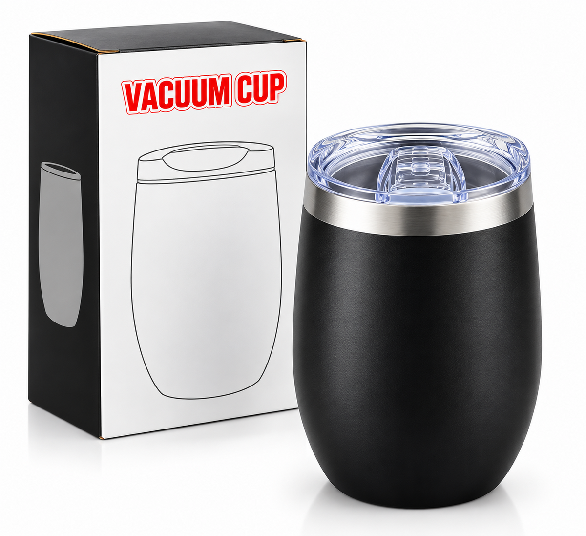 Black vacuum insulated cup features