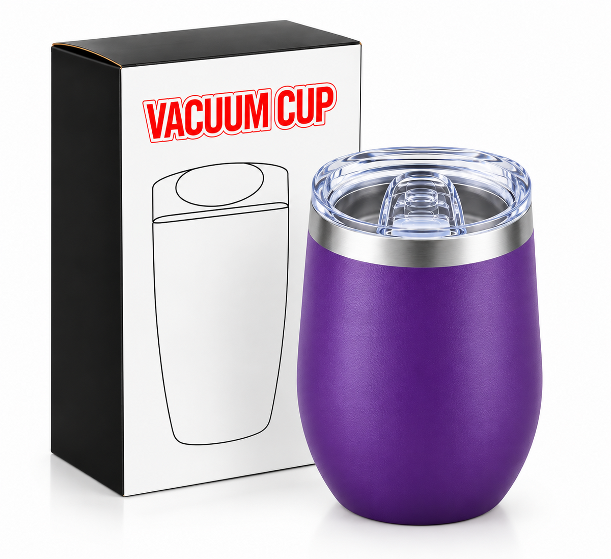 Purple 12oz vacuum insulated cup features
