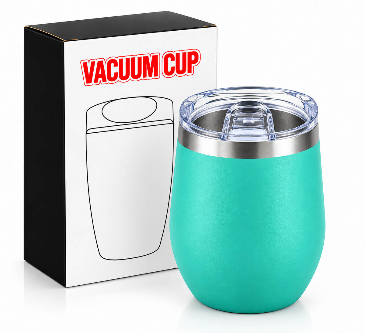 Turquoise vacuum cup product features infographic