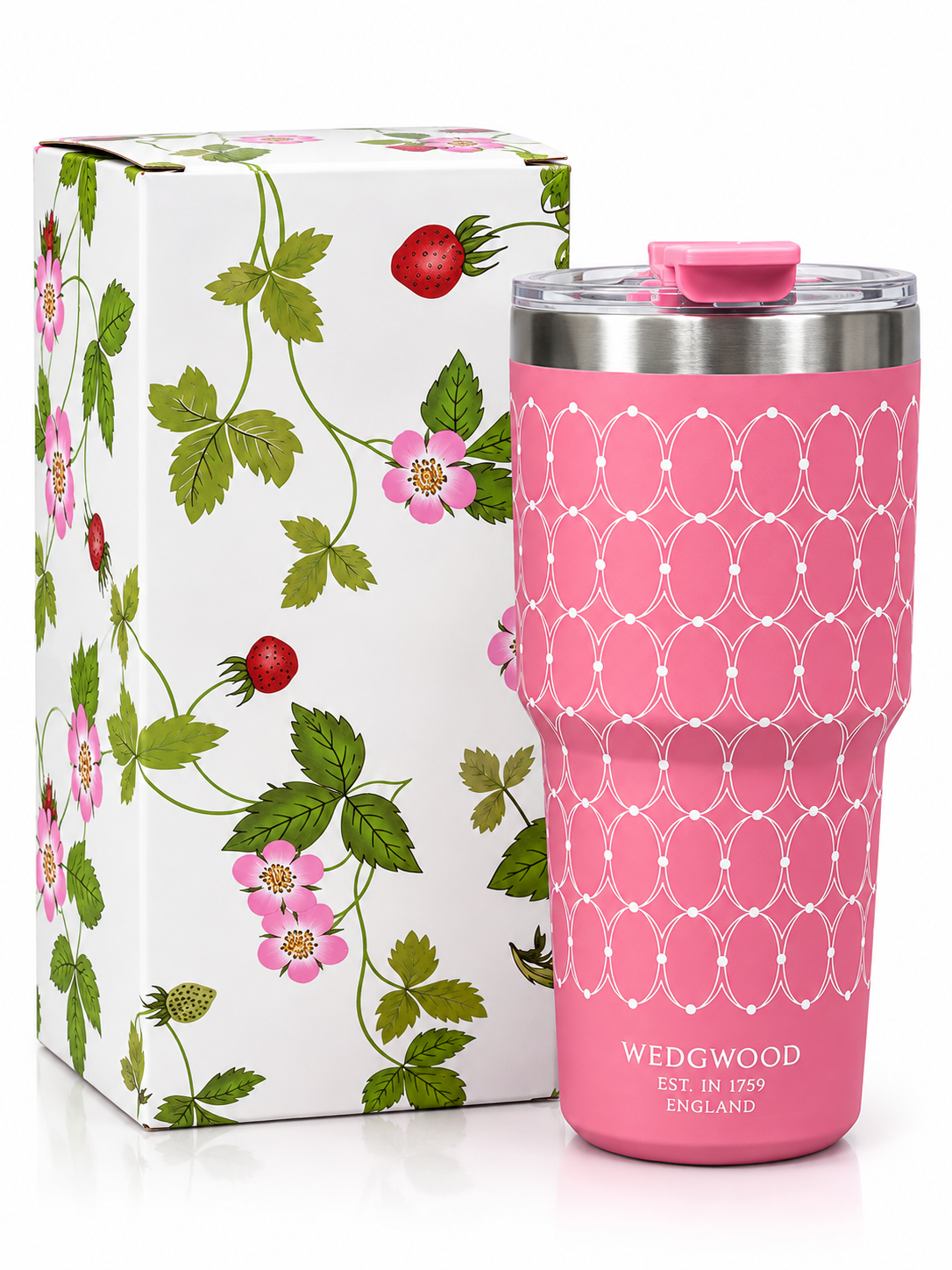 Pink Wedgwood travel tumbler specifications and features