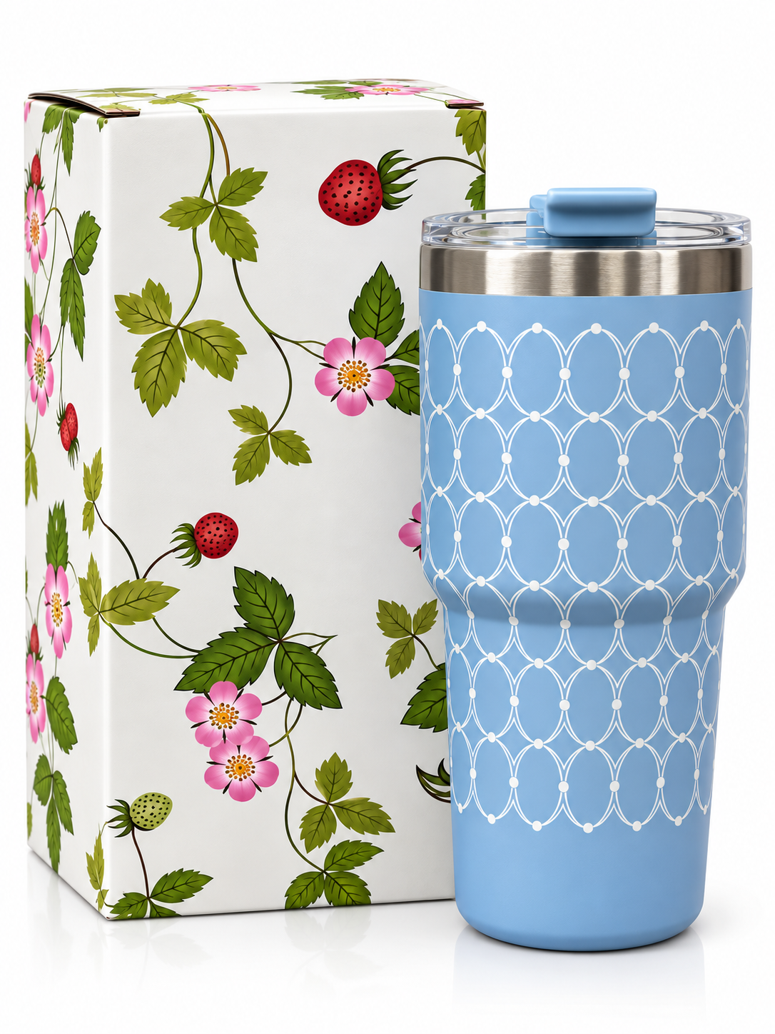 Blue Wedgwood travel tumbler product features and specifications