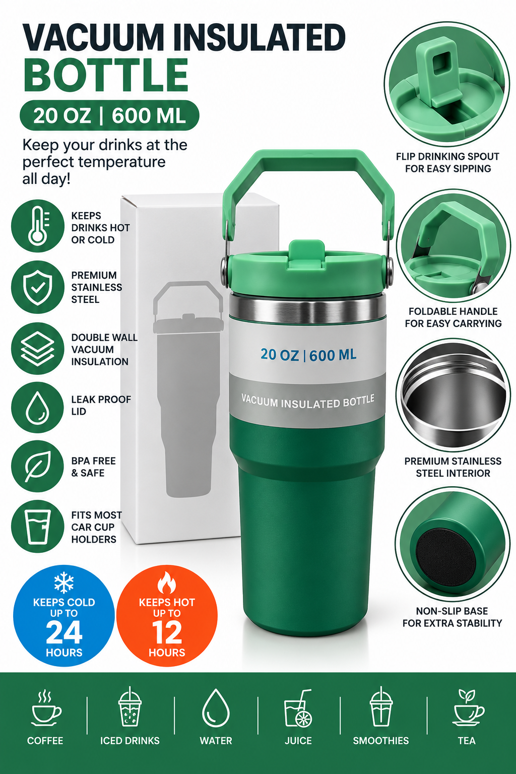 Green insulated bottle and packaging