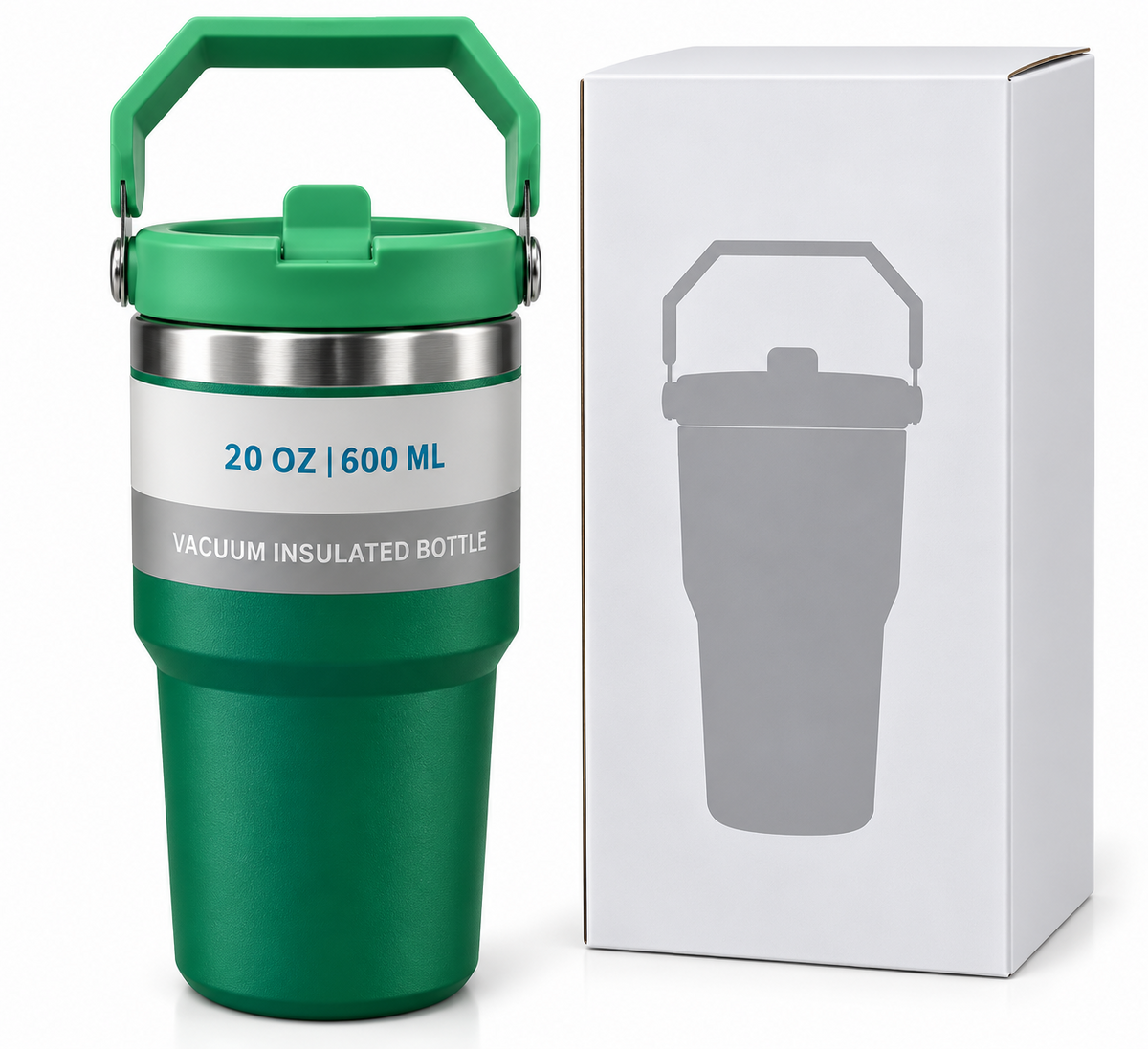 Green insulated bottle feature infographic