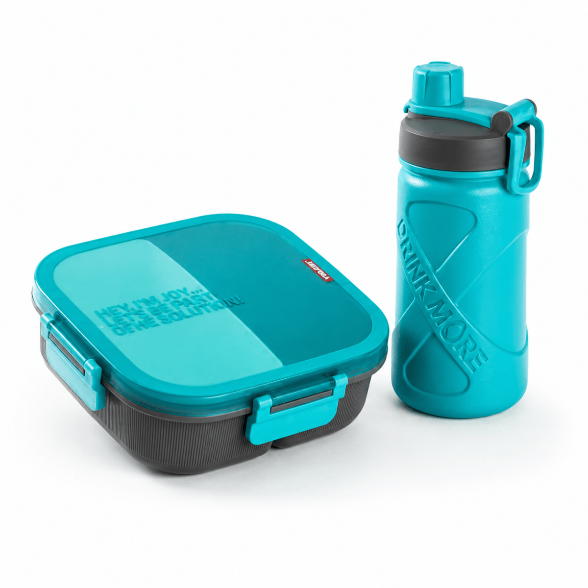 2PC 3 Compartment Square Bento Lunchbox Set - 1100ml Lunchbox + 550ml Bottle - Home Phase
