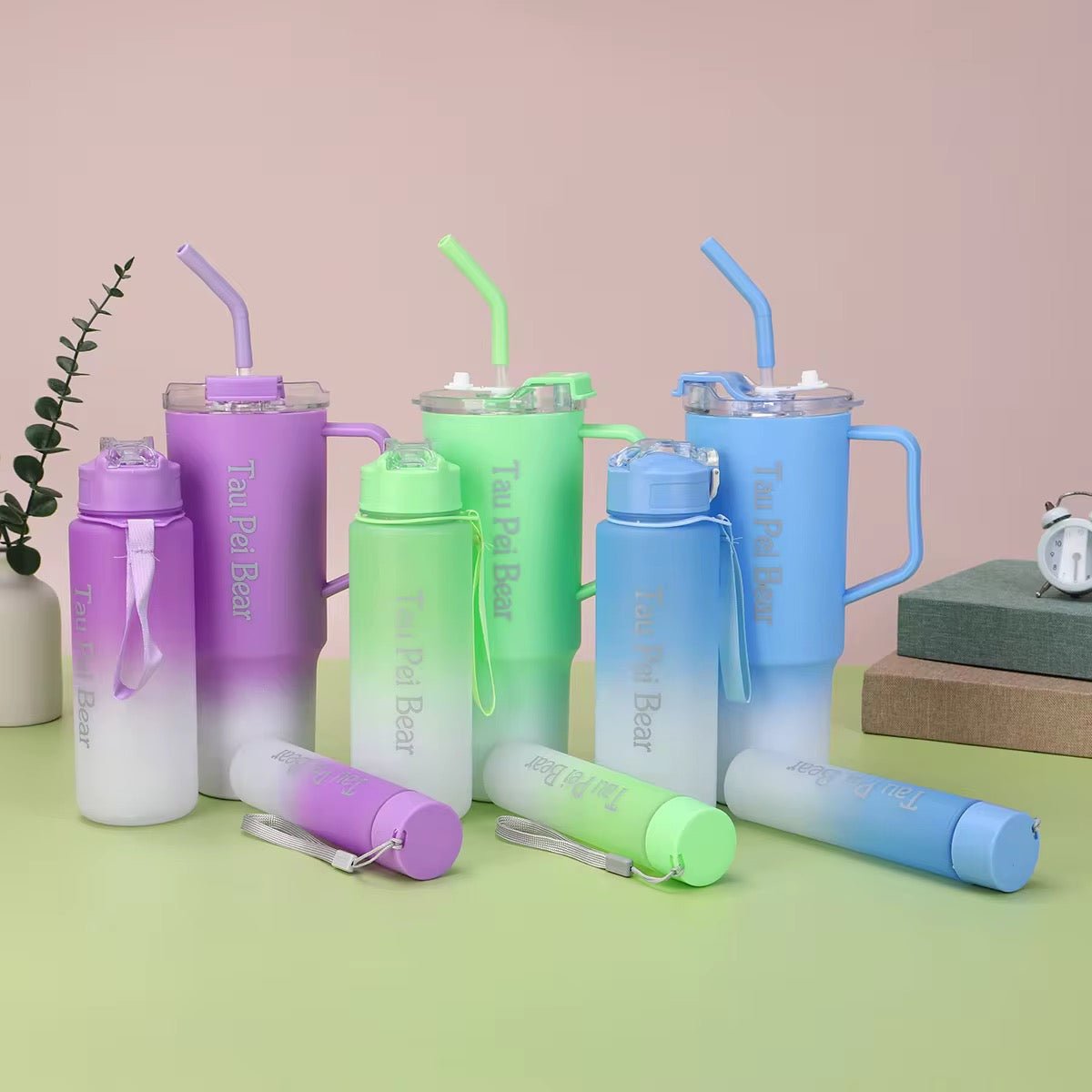 3PC Two - Tone Plastic Water Bottle Set - Home Phase