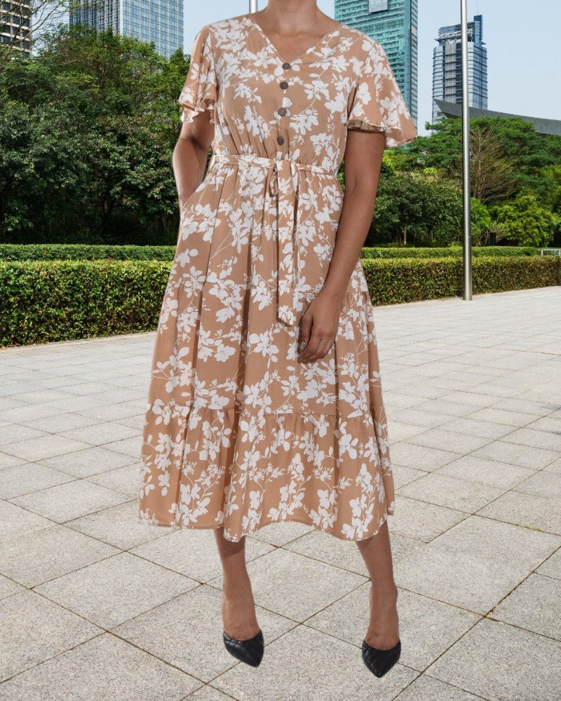 V-Neck Flutter-Trim Dress main image 1
