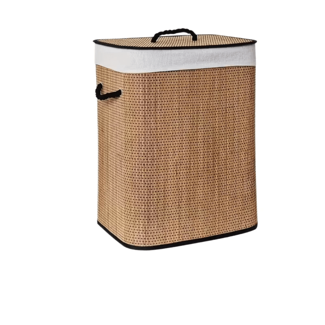 Foldable Square Bamboo Laundry Basket - 60 L - Home Phase