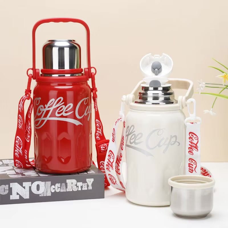 Insulated Thermo Vacuum Flask With Handle & Strap - 1200ml - Style Phase Home