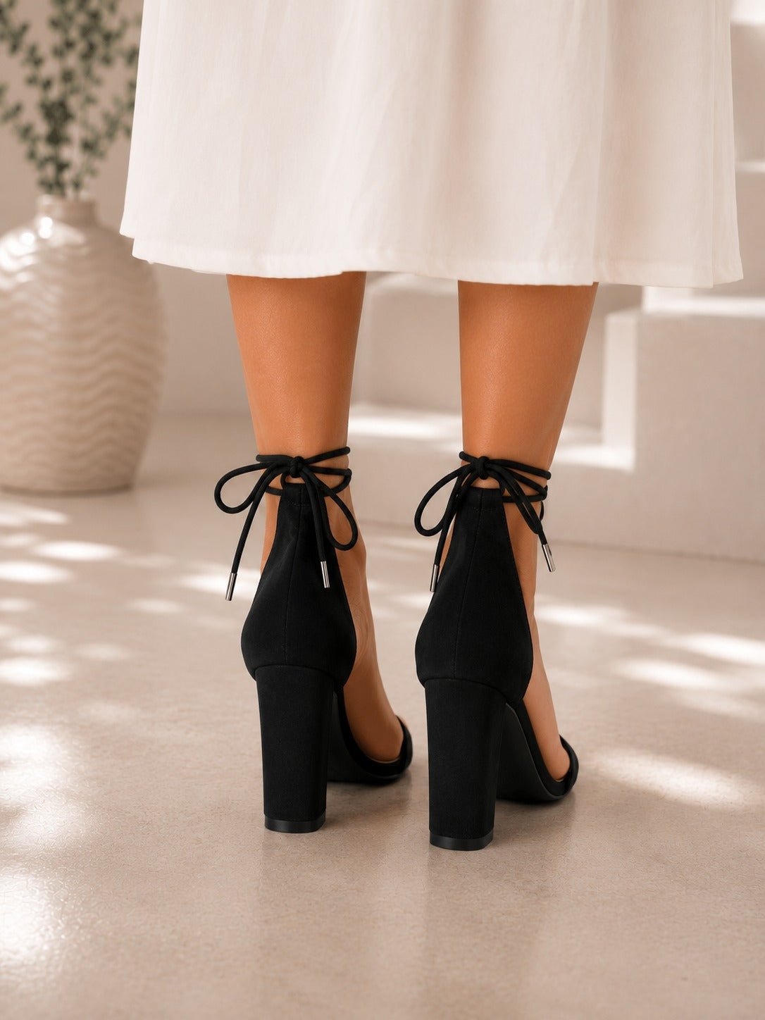 Ladies Ava Block Lace-up Ankle Tie Sandals - StylePhase SA