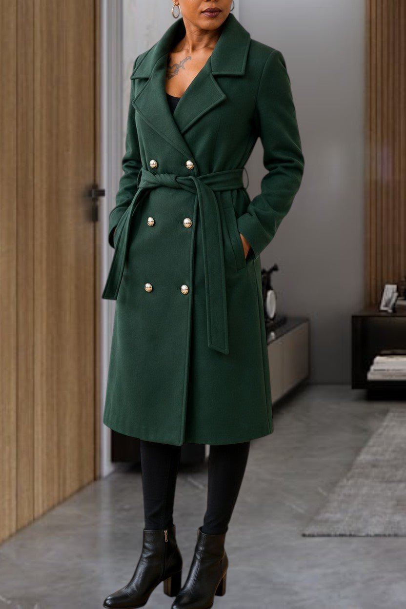 Ladies Avocado Green Line Double Breast Coat - StylePhase SA