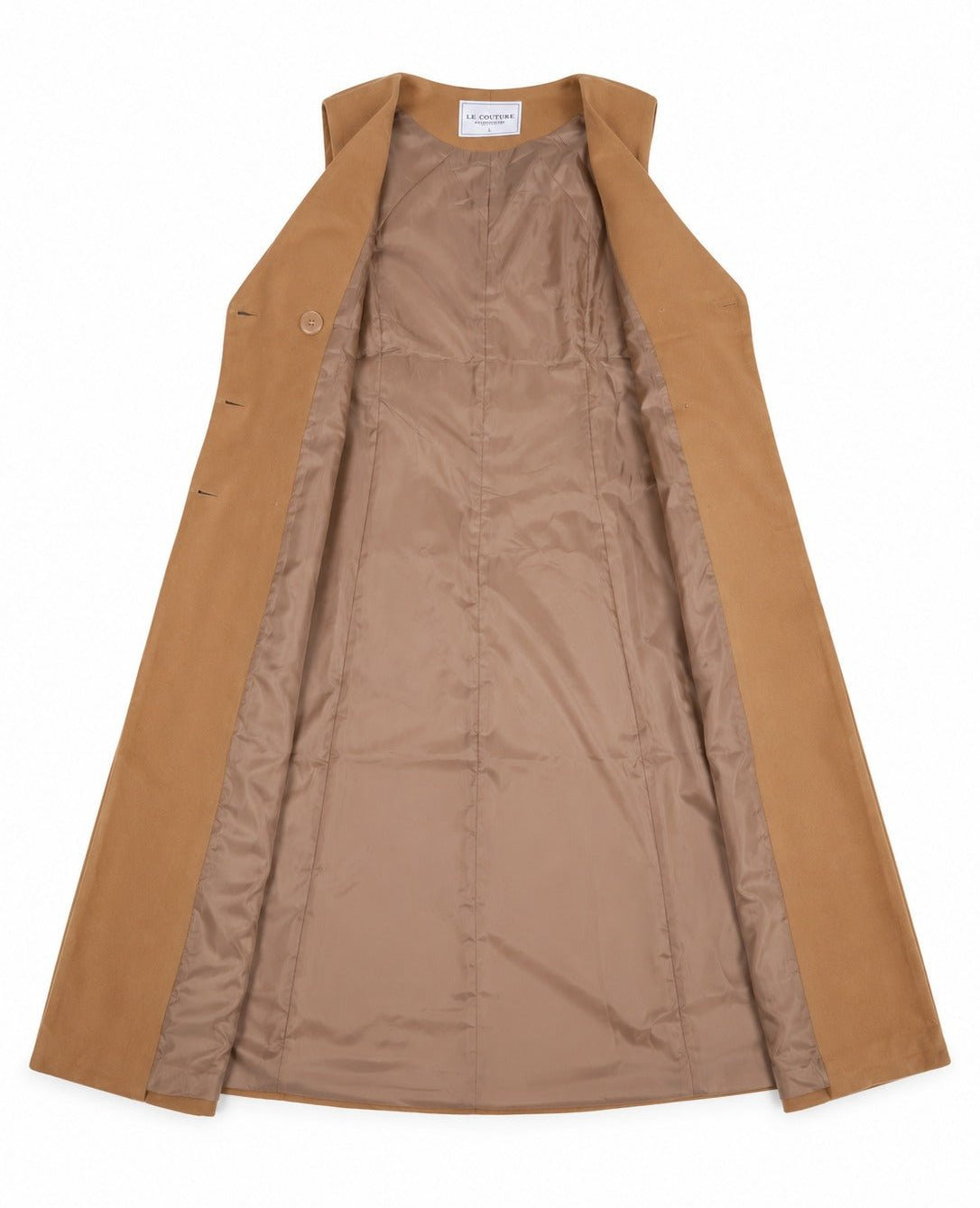 Ladies Beige Double Breast Sleeveless Midi Dress - StylePhase SA