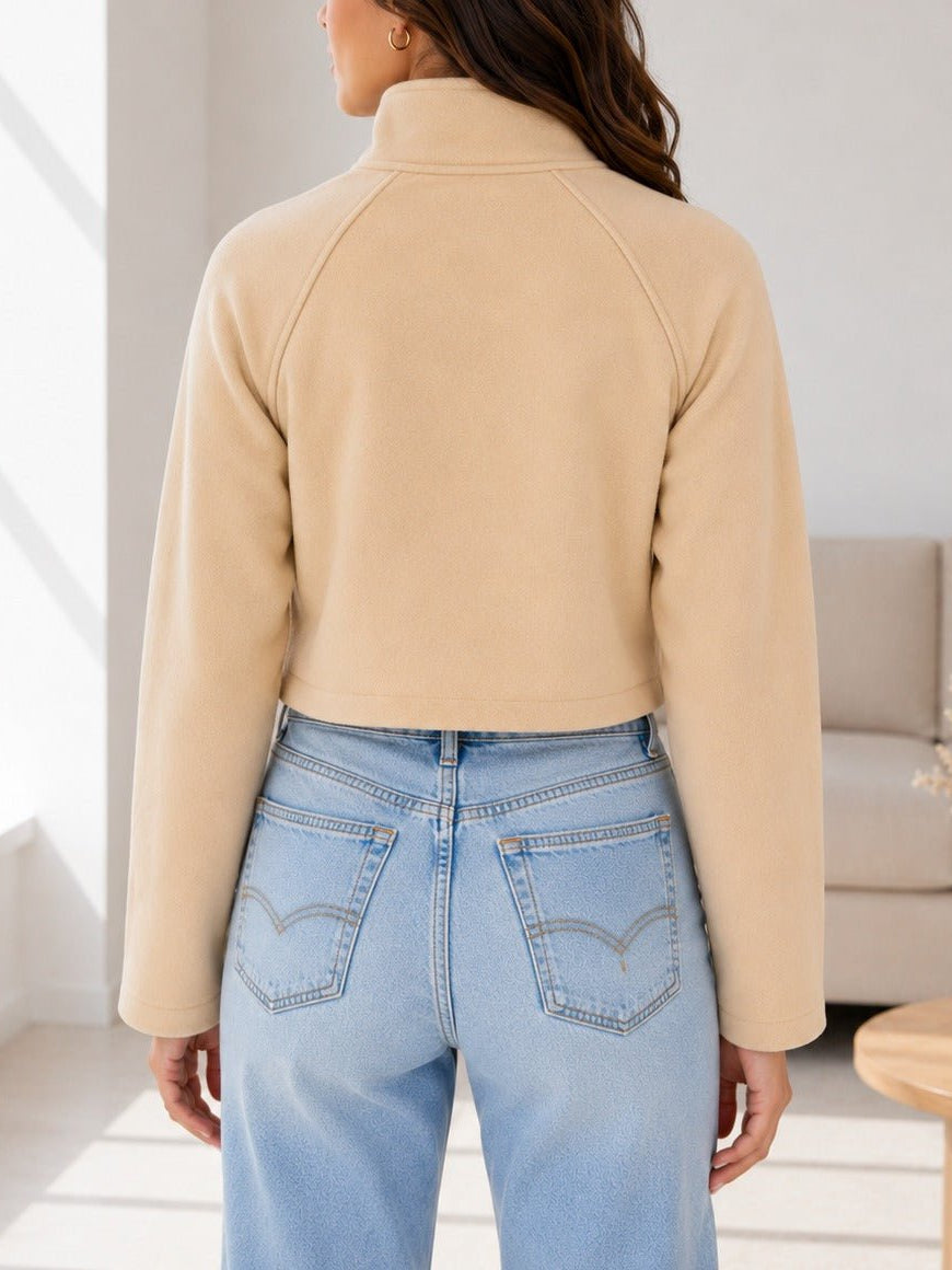 Ladies Beige Double Breasted Crop Jacket - StylePhase SA