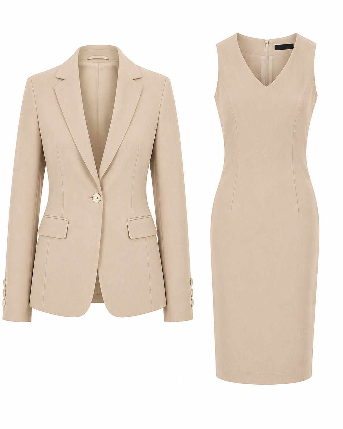 Ladies Beige Dress Two Piece Set- New Feeling - StylePhase SA