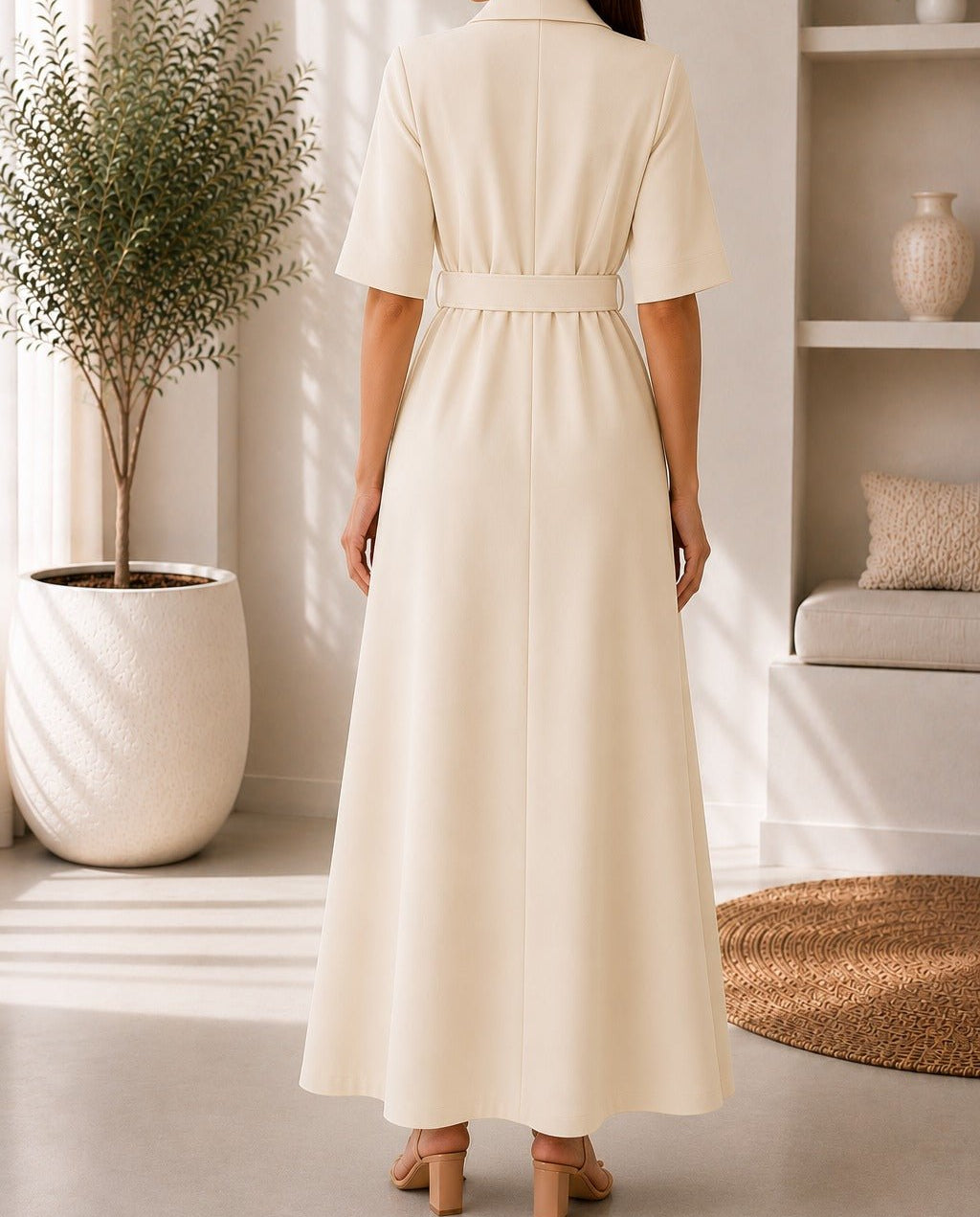 Ladies Beige New Feeling Double Breast Dress - StylePhase SA