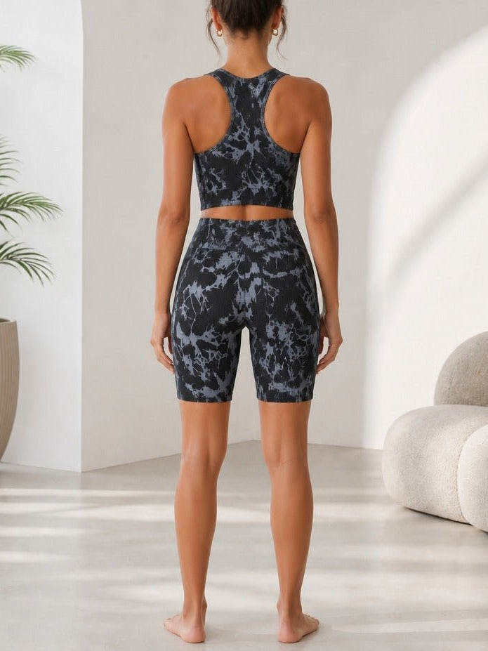 Ladies Black And Grey Tie Dye Active Wear Set - StylePhase SA