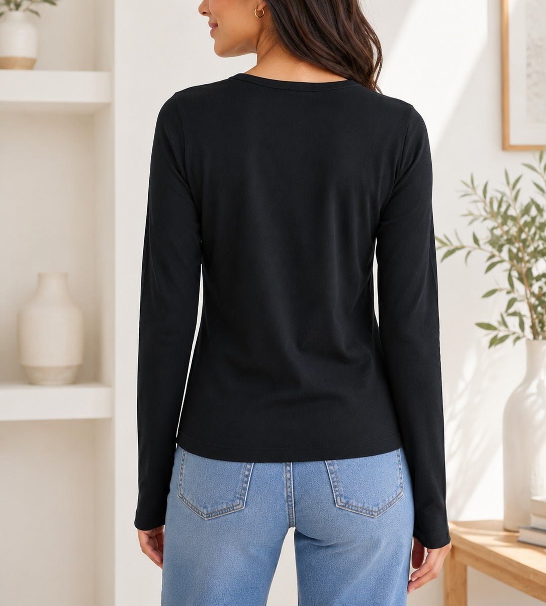 Ladies Black Button Front Long Sleeve Cardigan - StylePhase SA