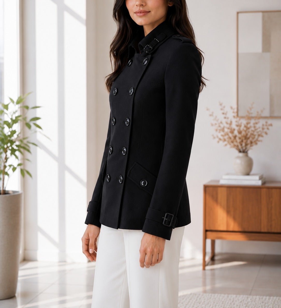 Ladies Black Button Melton Blazer - StylePhase SA