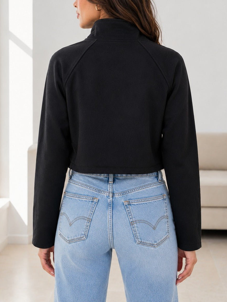 Ladies Black Double Breasted Crop Jacket - StylePhase SA