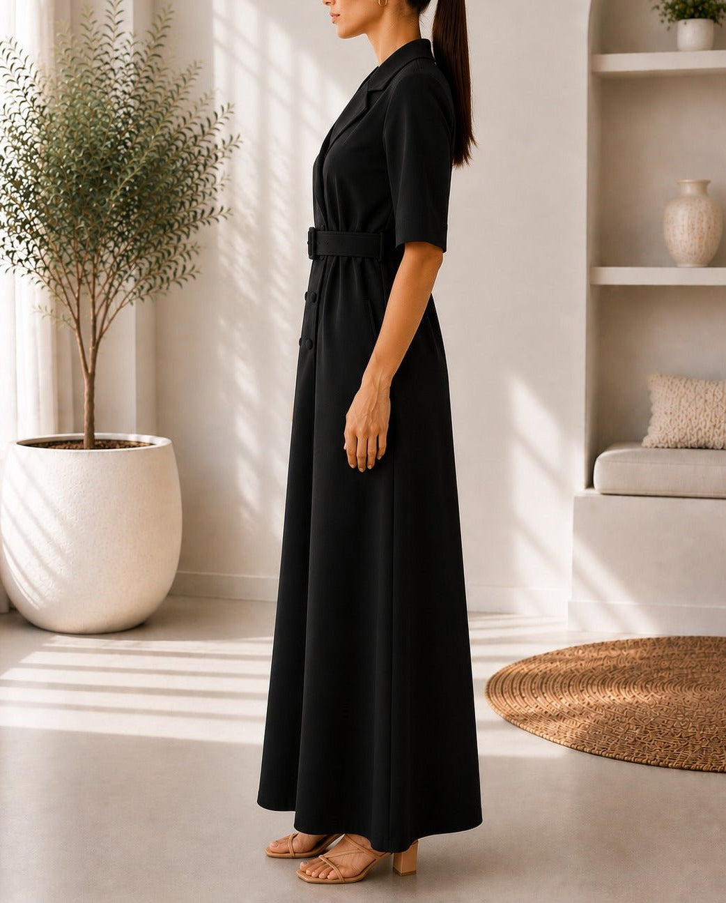 Ladies Black New Feeling Double Breast Dress - StylePhase SA