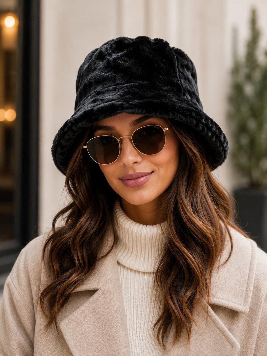 Ladies Brown Plush Bucket Hat | Women's Winter Hat – StylePhase SA