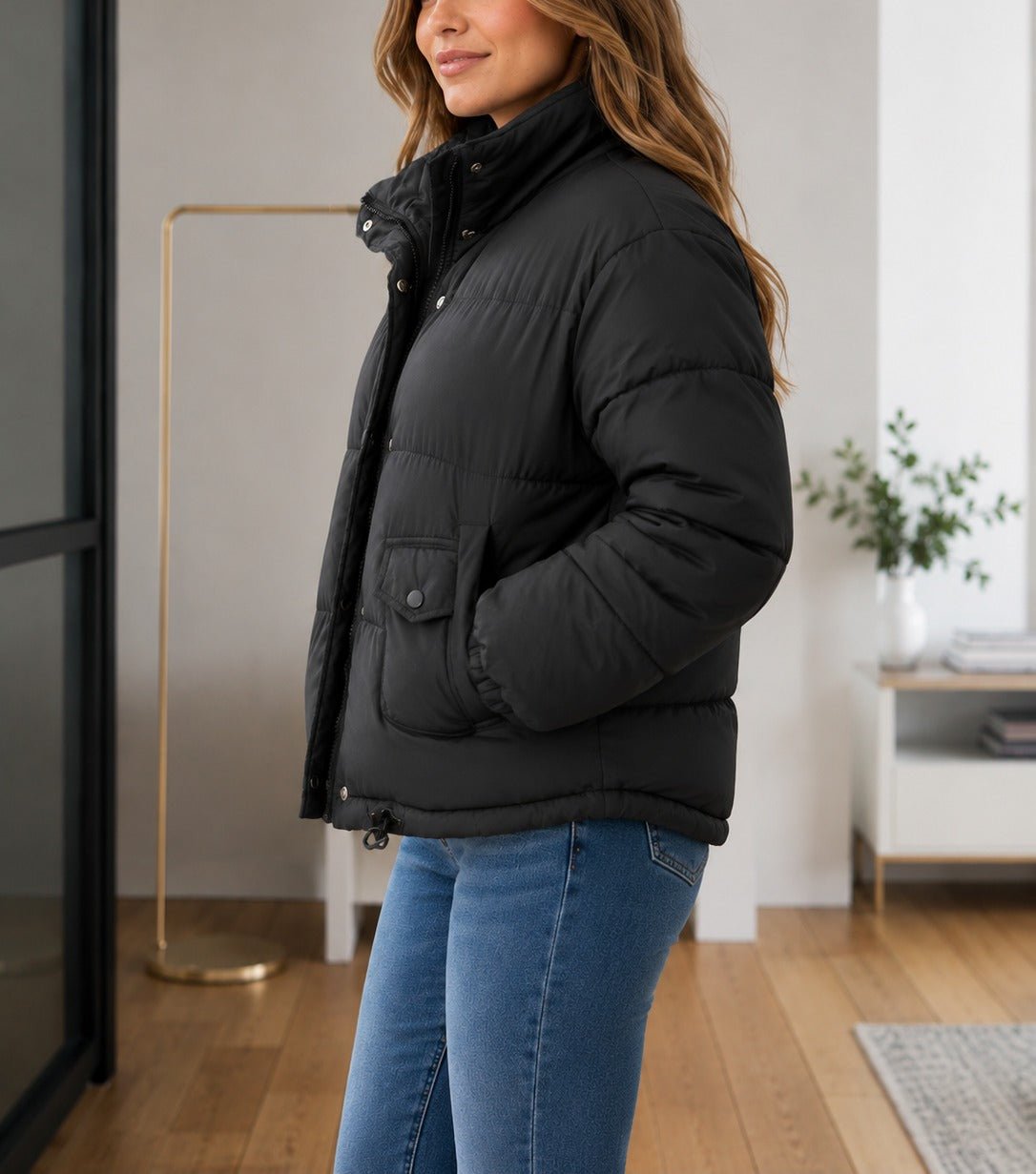 Ladies Black Puffer Jacket - StylePhase SA