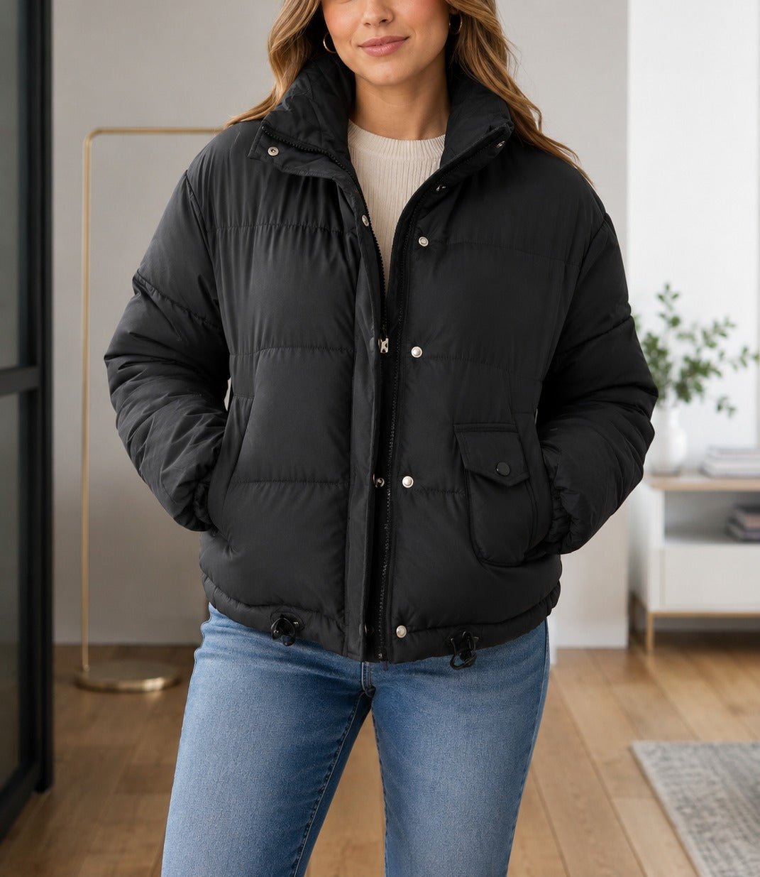 Ladies Black Puffer Jacket - StylePhase SA