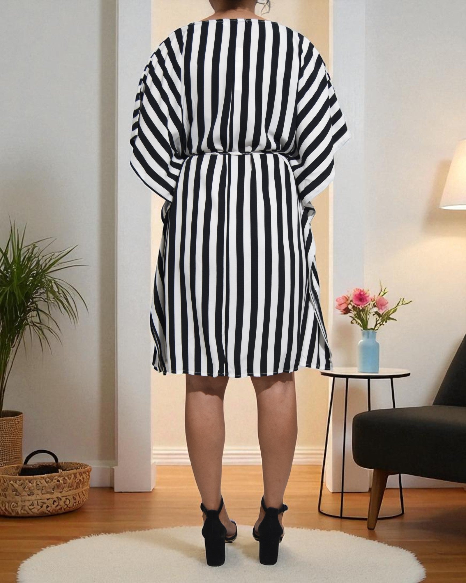 Ladies Black Stripe Pocket Dress - StylePhase SA