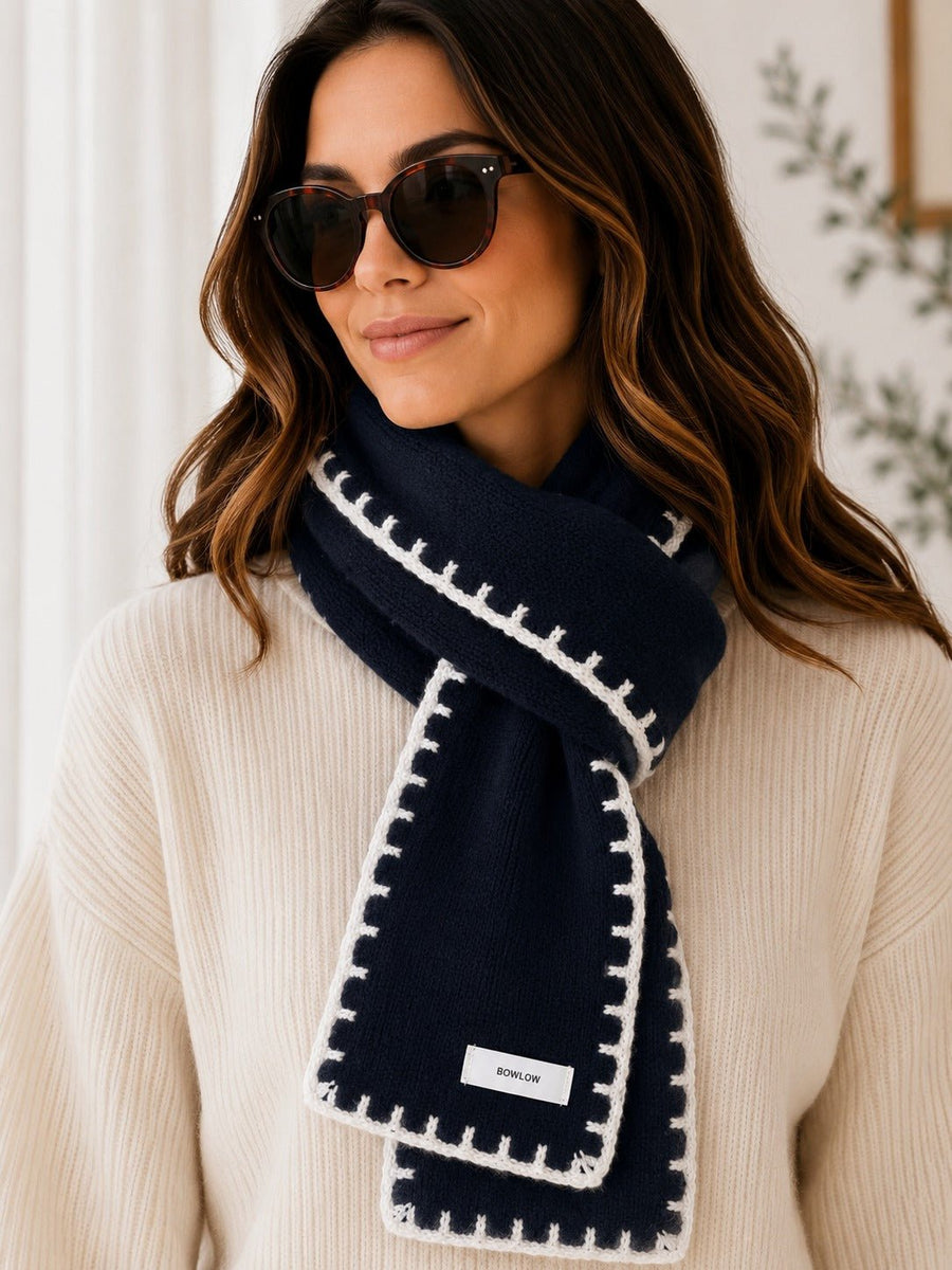 Ladies Black Whipstitch Scarf – StylePhase SA