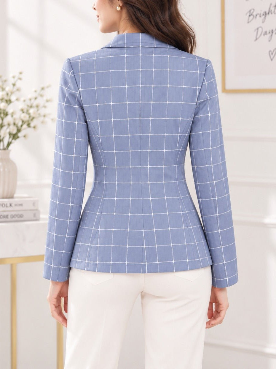 Ladies Blue Plaid Blazer - StylePhase SA