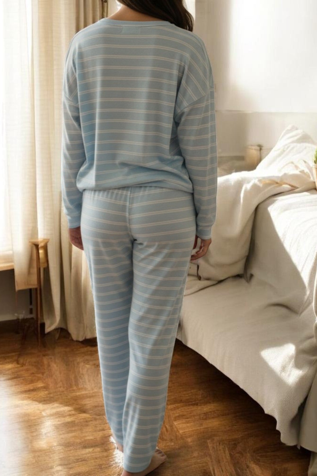 Ladies Blue Rib Knit Pj Set - StylePhase SA