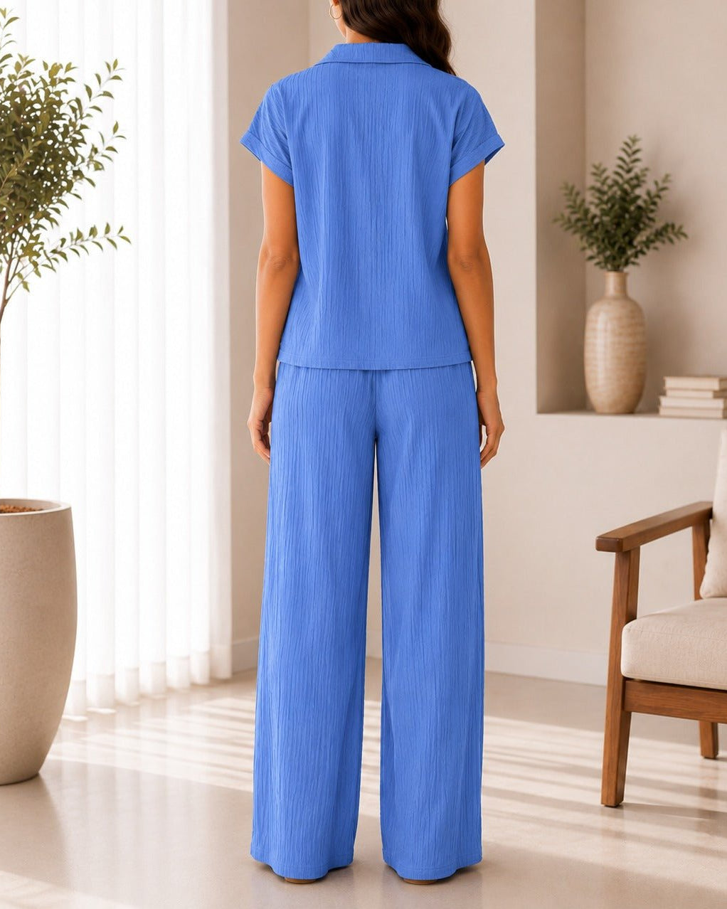 Ladies Blue Textured Two-piece New Feeling Set - StylePhase SA