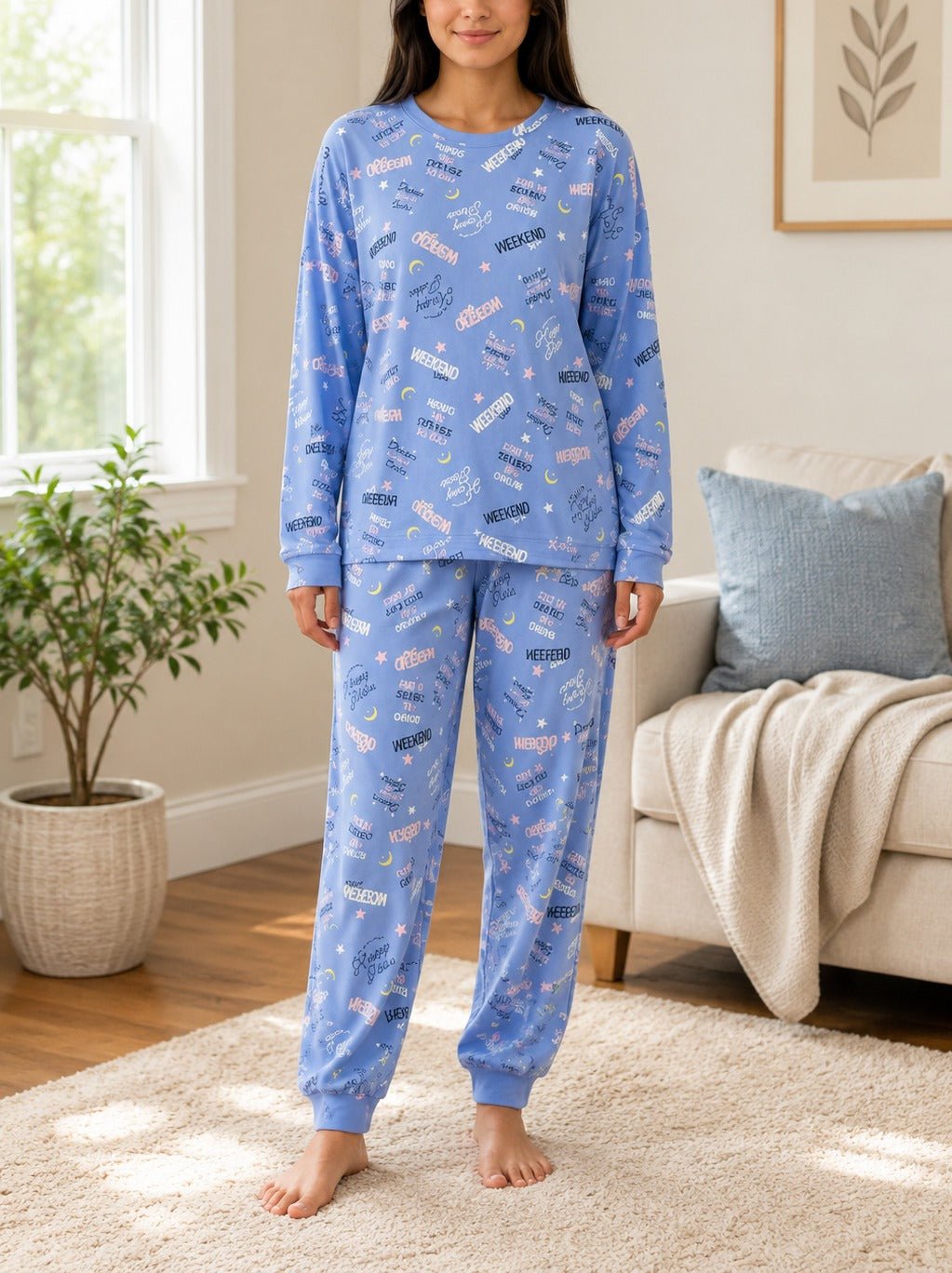 Ladies Blue Weekend Vibes Pj Set - StylePhase SA