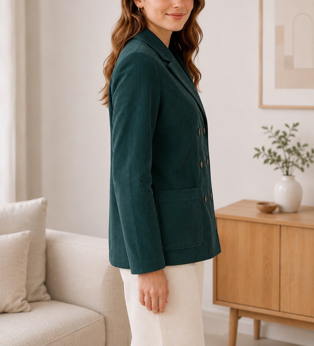 Ladies Bottle Green Corduroy Jacket - StylePhase SA