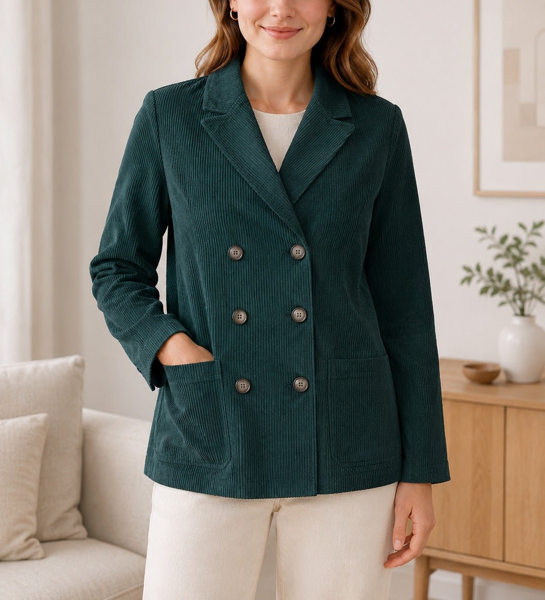 Ladies Bottle Green Corduroy Jacket - StylePhase SA