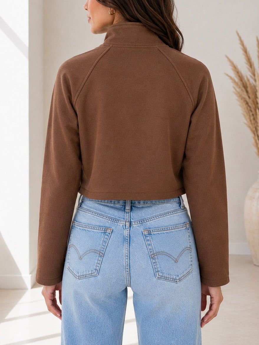 Ladies Brown Double Breasted Crop Jacket - StylePhase SA