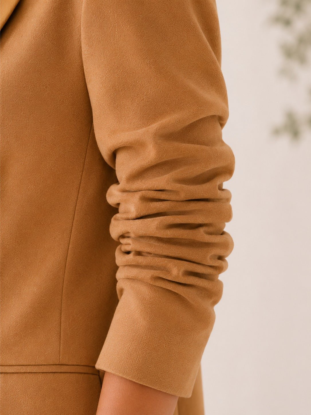 Ladies Brown Ruched Sleeve Blazer - StylePhase SA