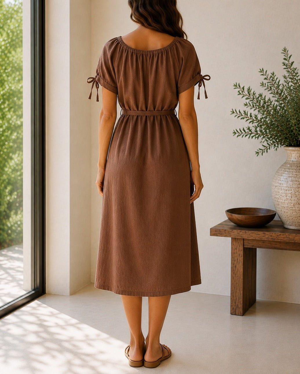 Ladies Brown Tunic Tie Dress - StylePhase SA