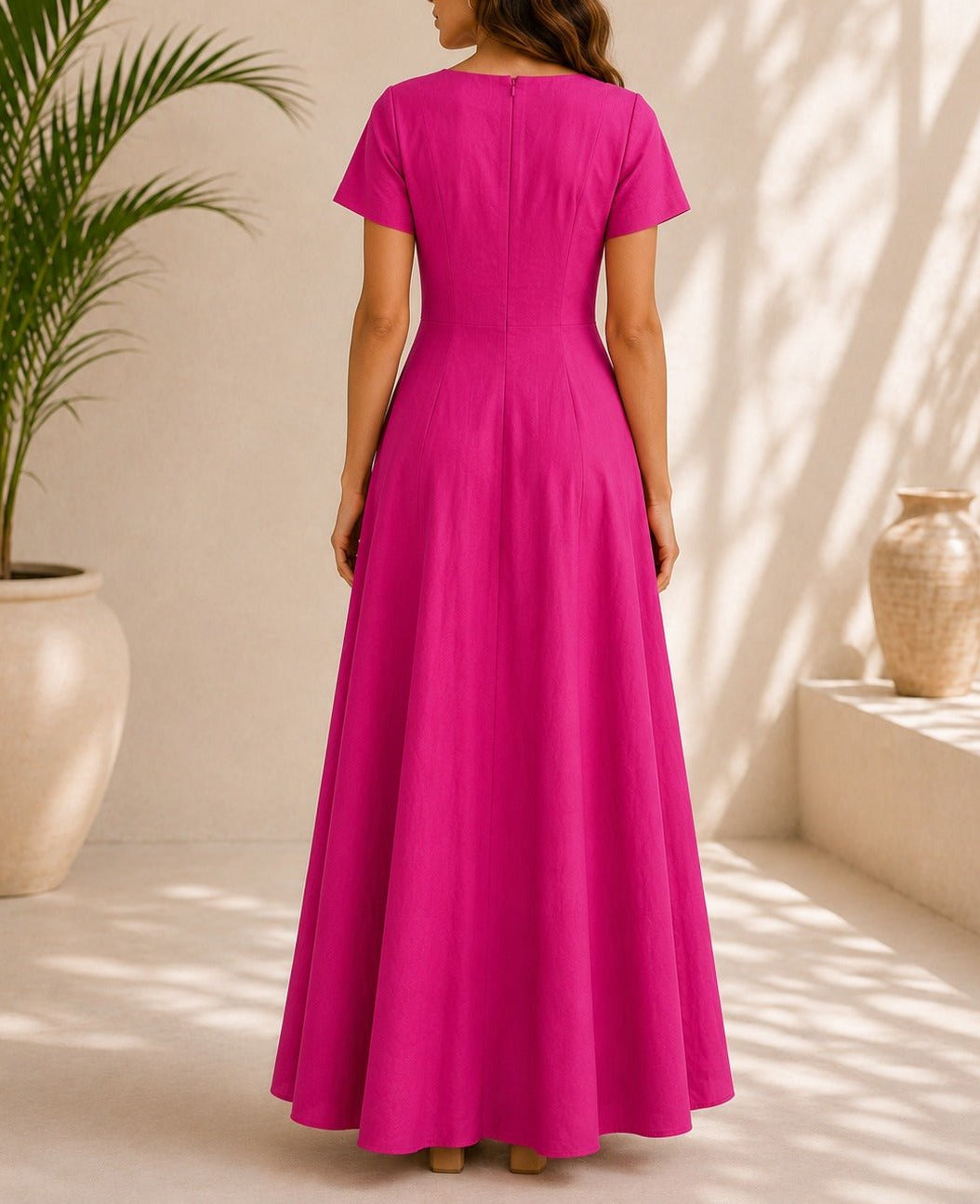 Ladies Cerise Bow Pocket Dress- New Feeling - StylePhase SA