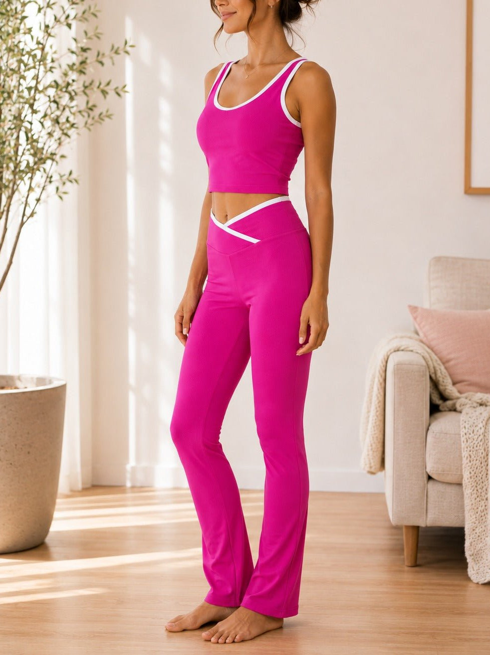 Ladies Cerise Straight Leg Two-Piece Activewear Set - StylePhase SA