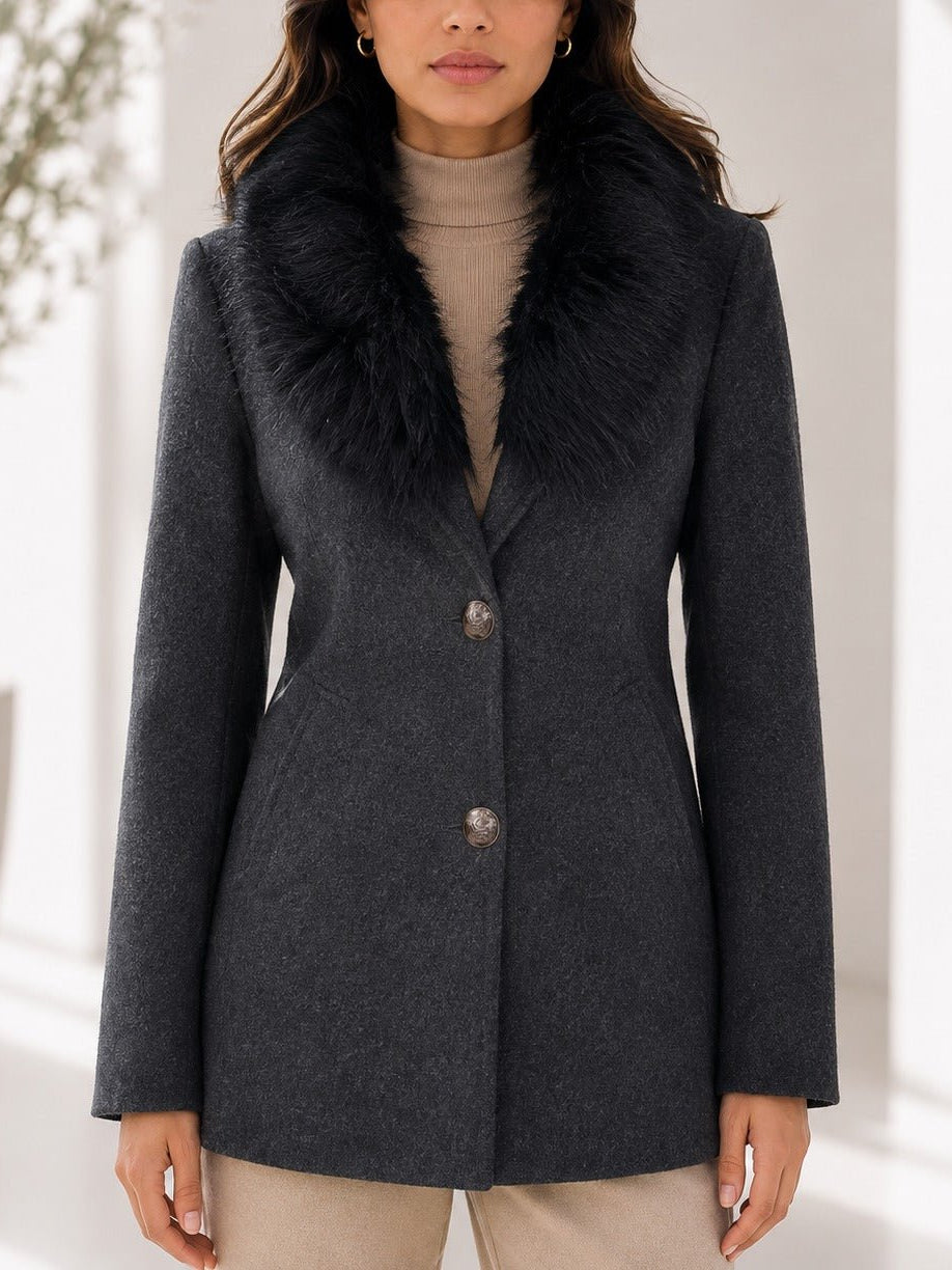 Ladies Charcoal Grey Fur Blazer - StylePhase SA
