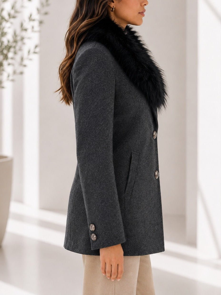 Ladies Charcoal Grey Fur Blazer - StylePhase SA