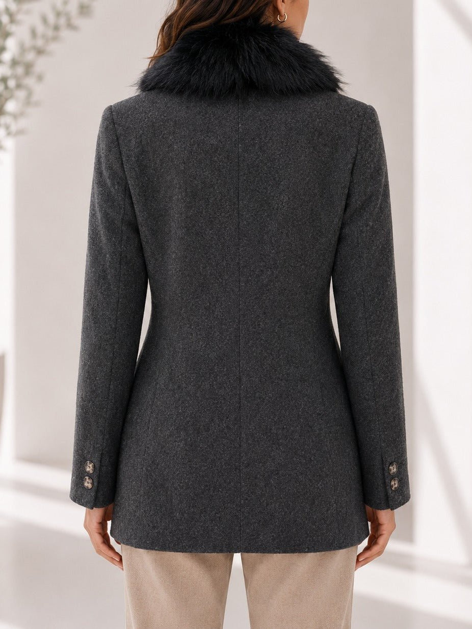 Ladies Charcoal Grey Fur Blazer - StylePhase SA