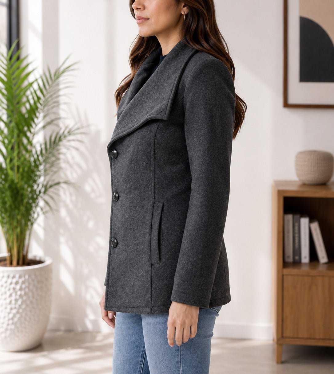 Ladies Charcoal Grey Melton Blazer - StylePhase SA