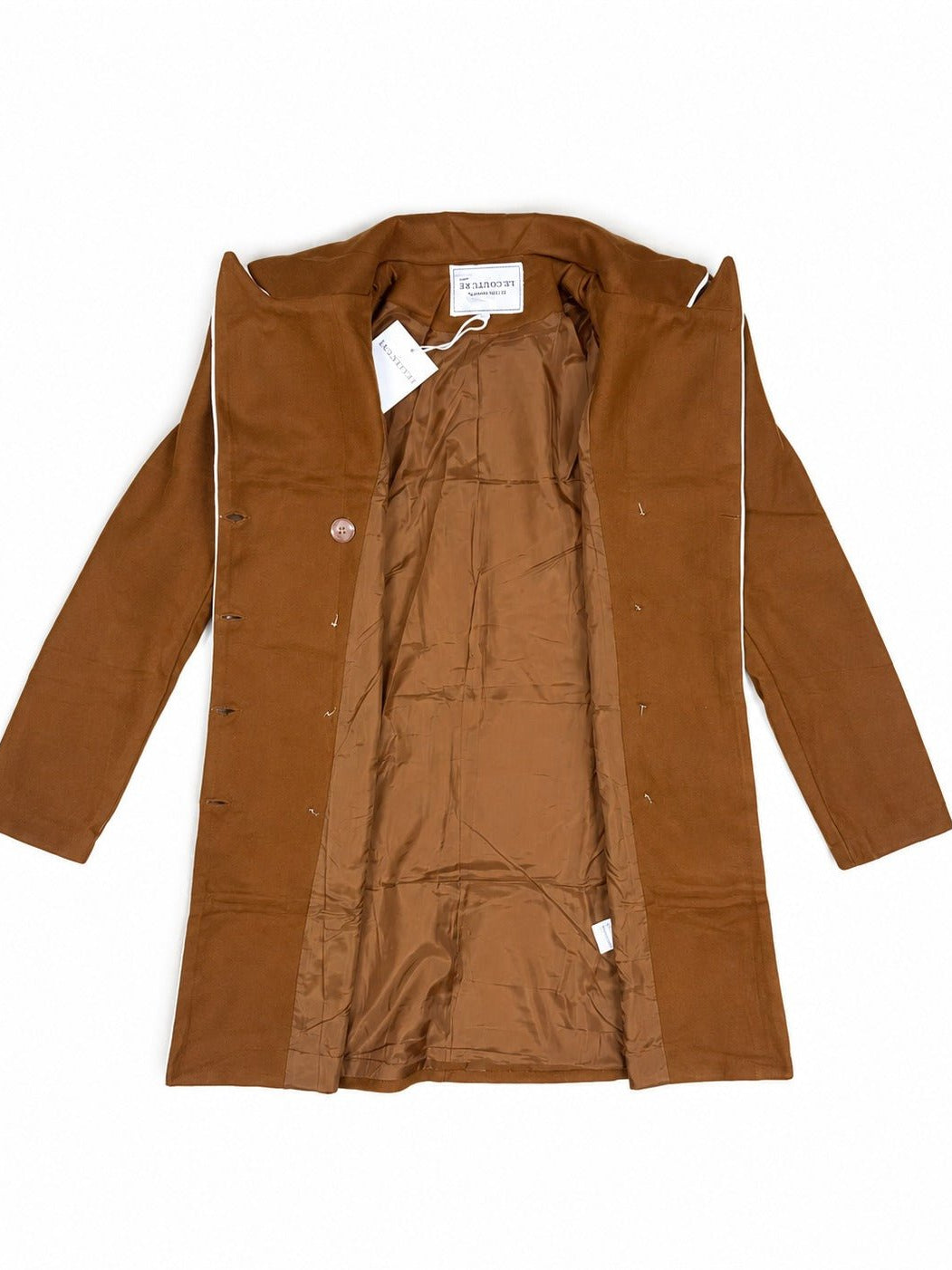 Ladies Chocolate Brown Double-Breasted Tailored Longline Coat - StylePhase SA