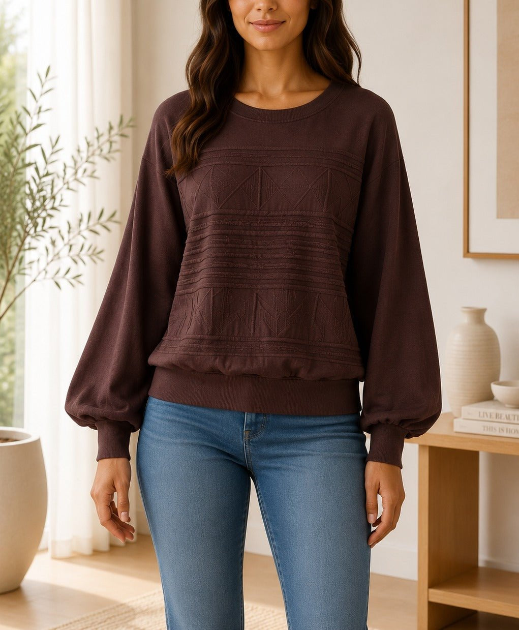 Ladies Chocolate Brown Peplum Jersey - StylePhase SA