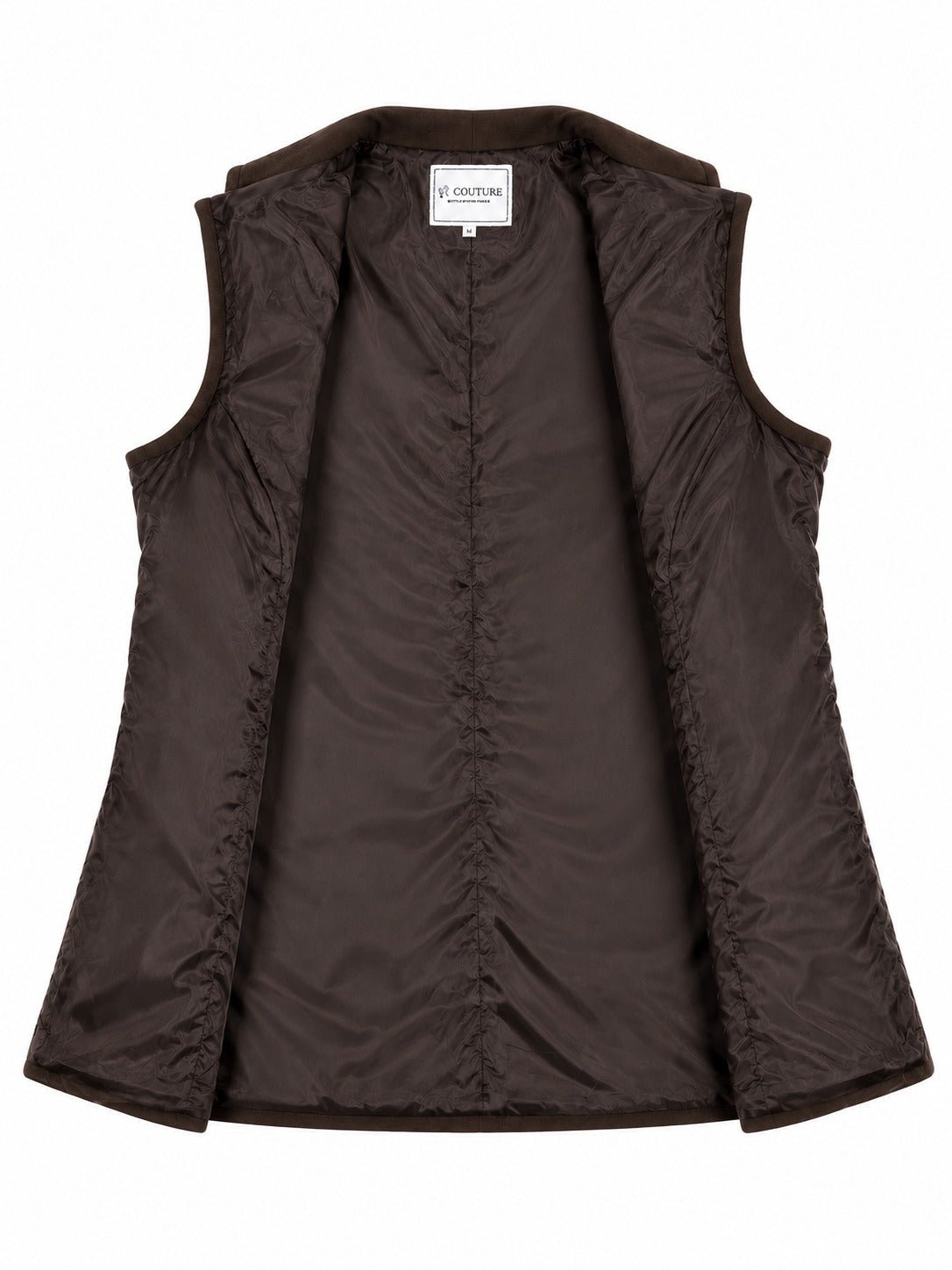 Ladies Chocolate Double Breasted Belted Longline Waistcoat - StylePhase SA