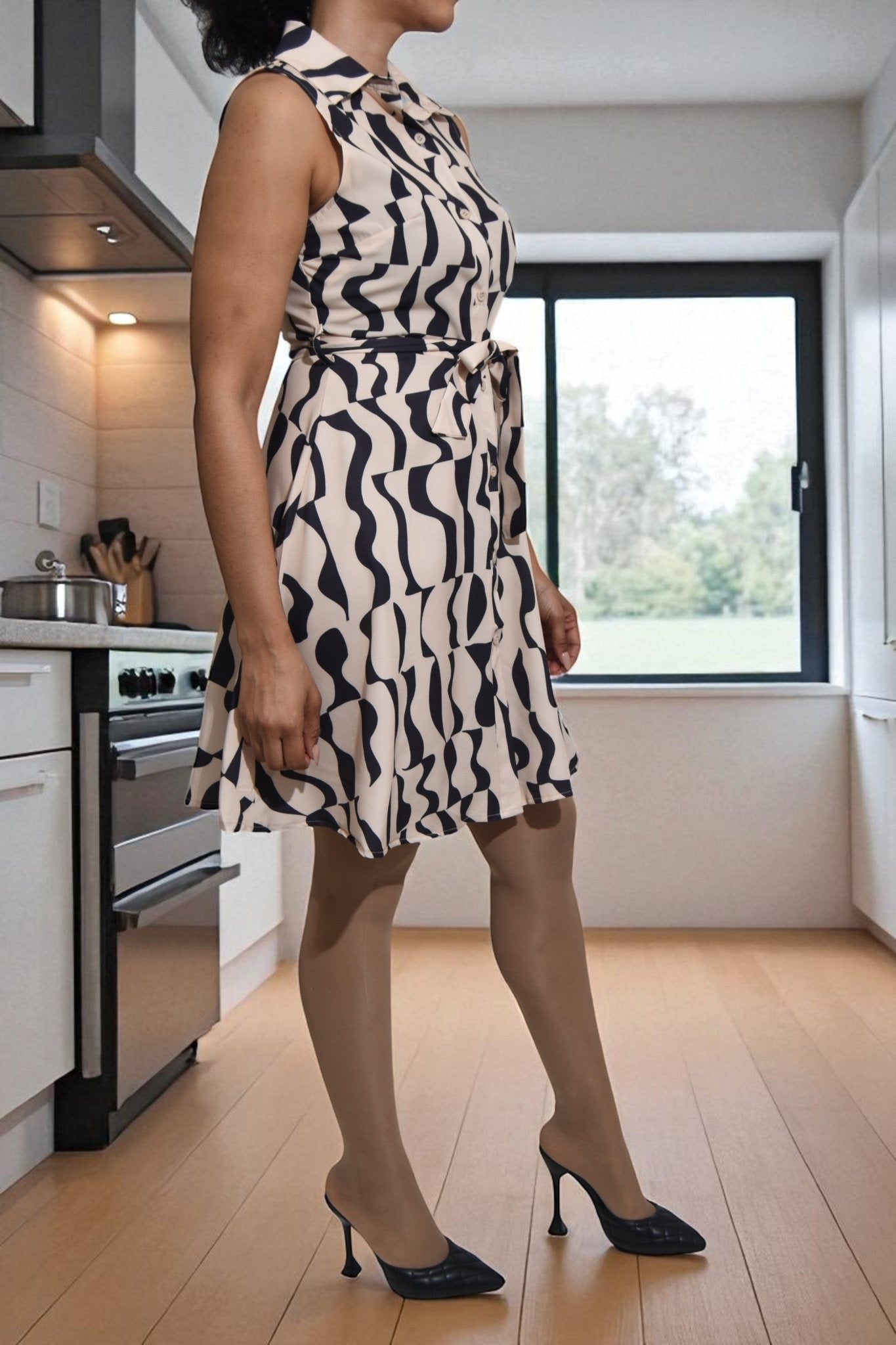 Ladies Cream Button Front Dress - StylePhase SA