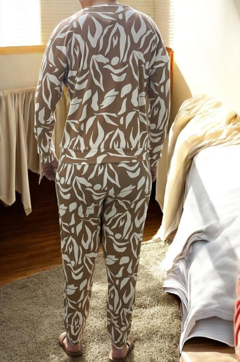 Ladies Cream Printed Pj Set - StylePhase SA