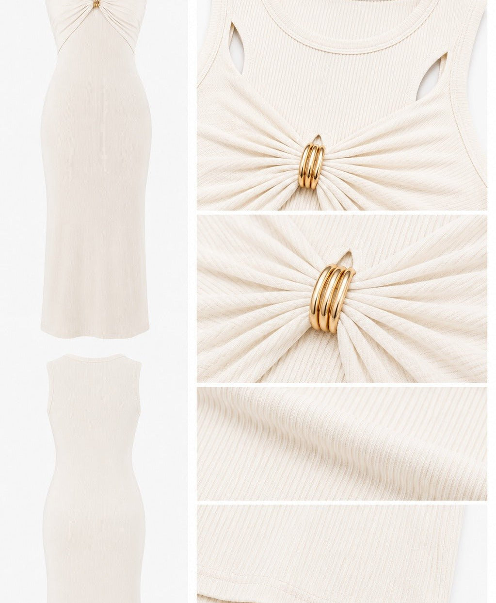 Ladies Cream Sleeveless Twist Front Maxi Dress - StylePhase SA
