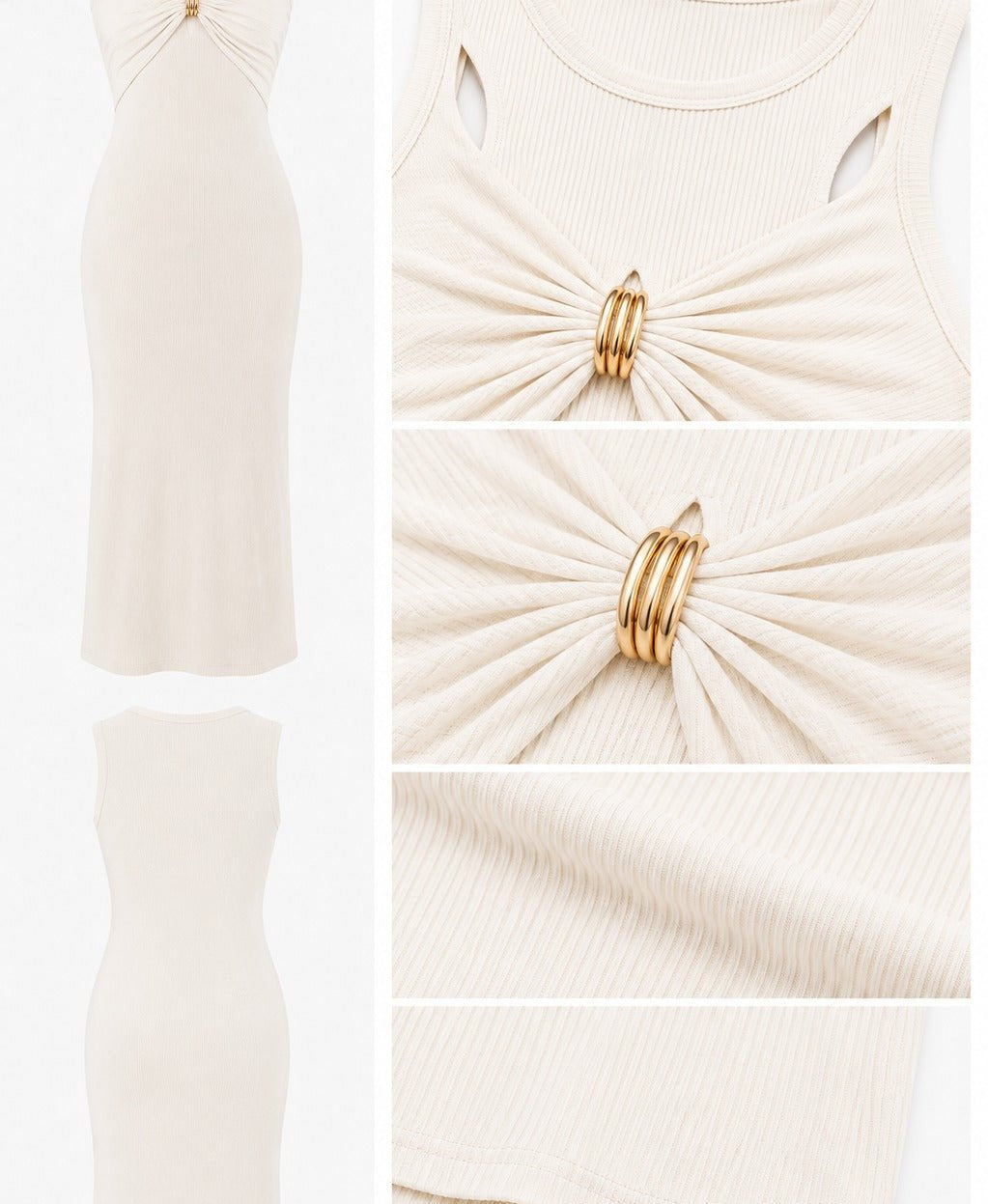 Ladies Cream Sleeveless Twist Front Maxi Dress - StylePhase SA